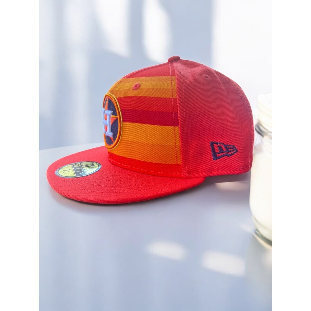 New Era Orange Houston Astros 59FIFTY Sz 7.5 / 59.6 cm Fitted Hat NEW - Picture 6 of 8